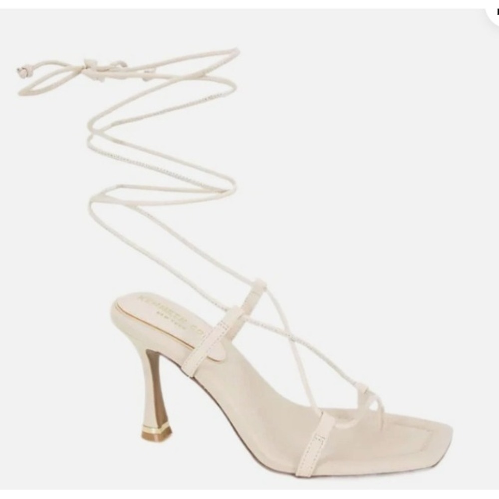 Kenneth Cole New York Belinda Lace Up Strappy Sandals Bianca White Leather 5.5M